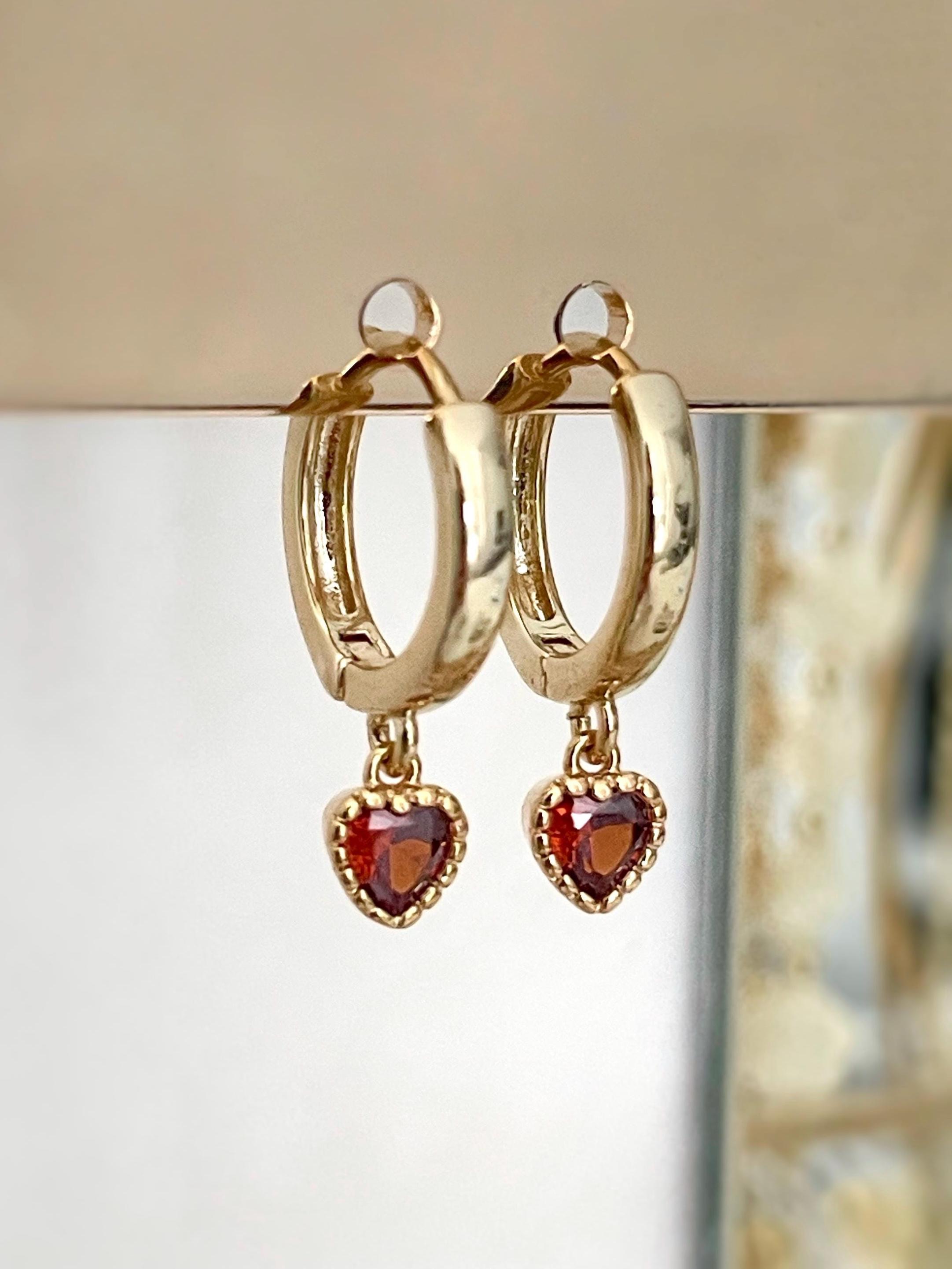 Red Heart Hoop Earrings