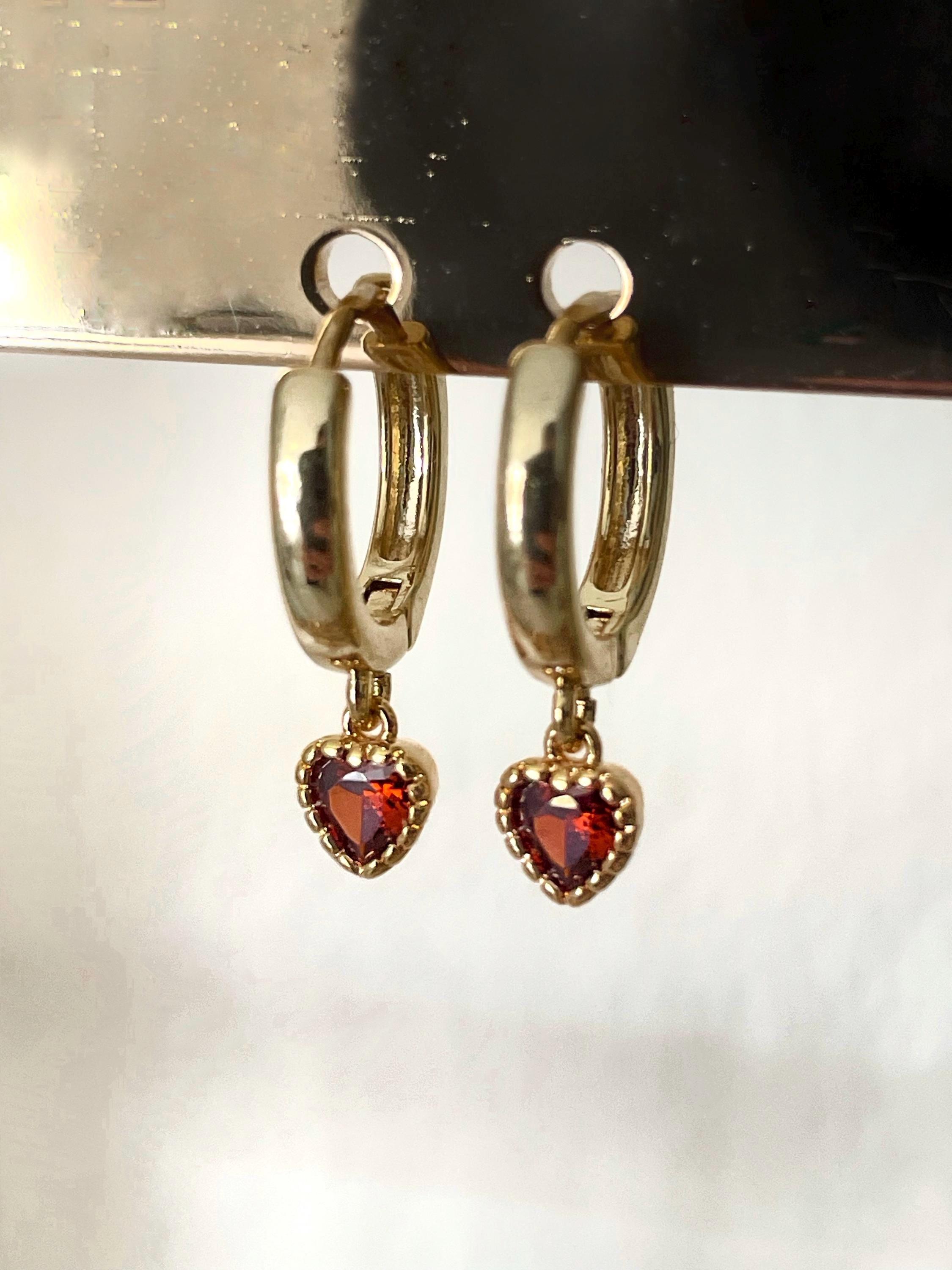 Red Heart Hoop Earrings, 3 / 4