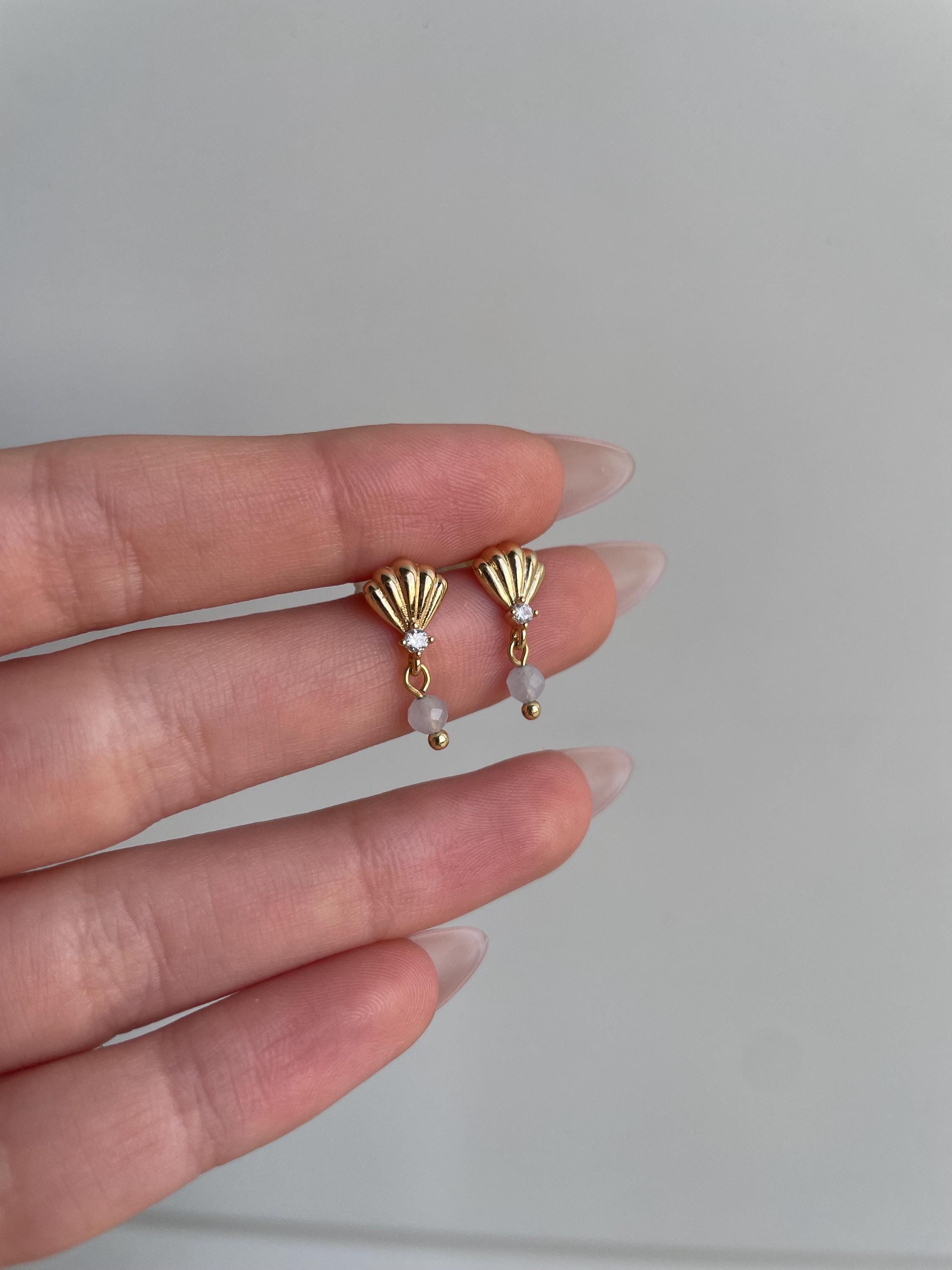 Seashell Aquamarine Earrings, 2 / 4