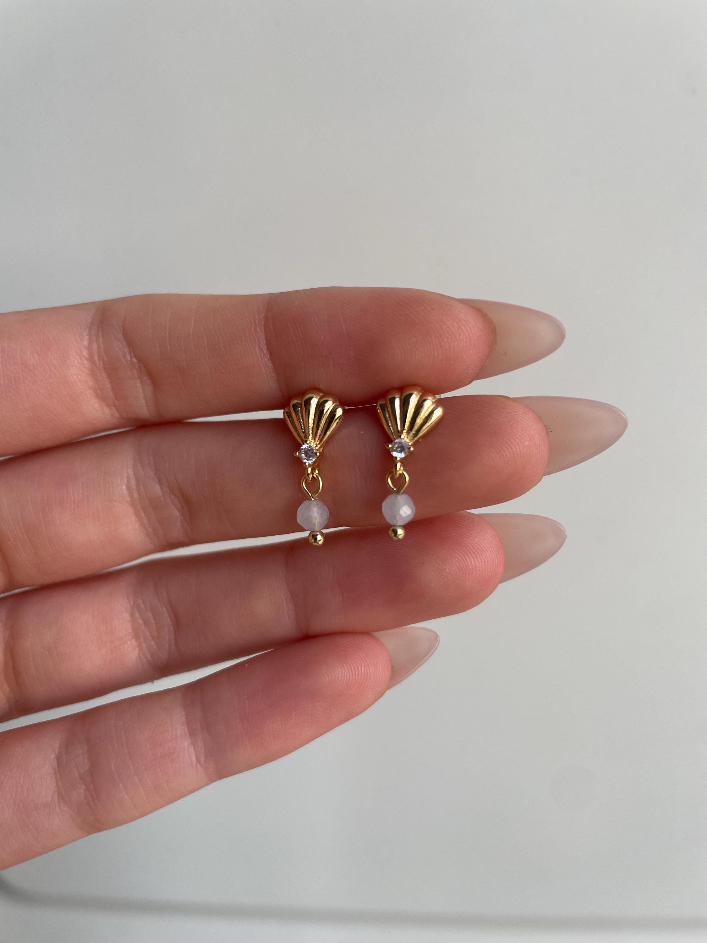 Seashell Aquamarine Earrings, 3 / 4