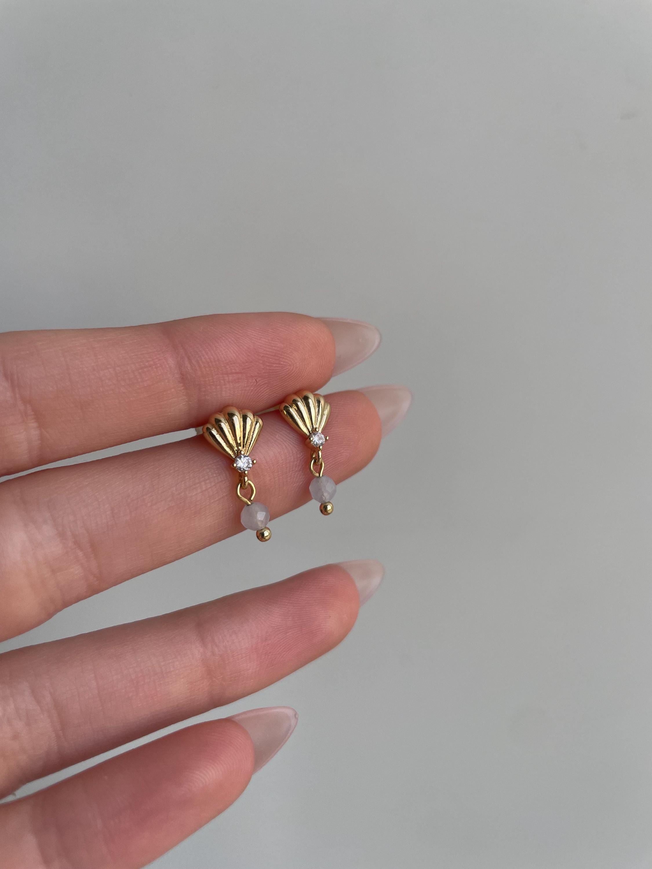 Seashell Aquamarine Earrings, 4 / 4
