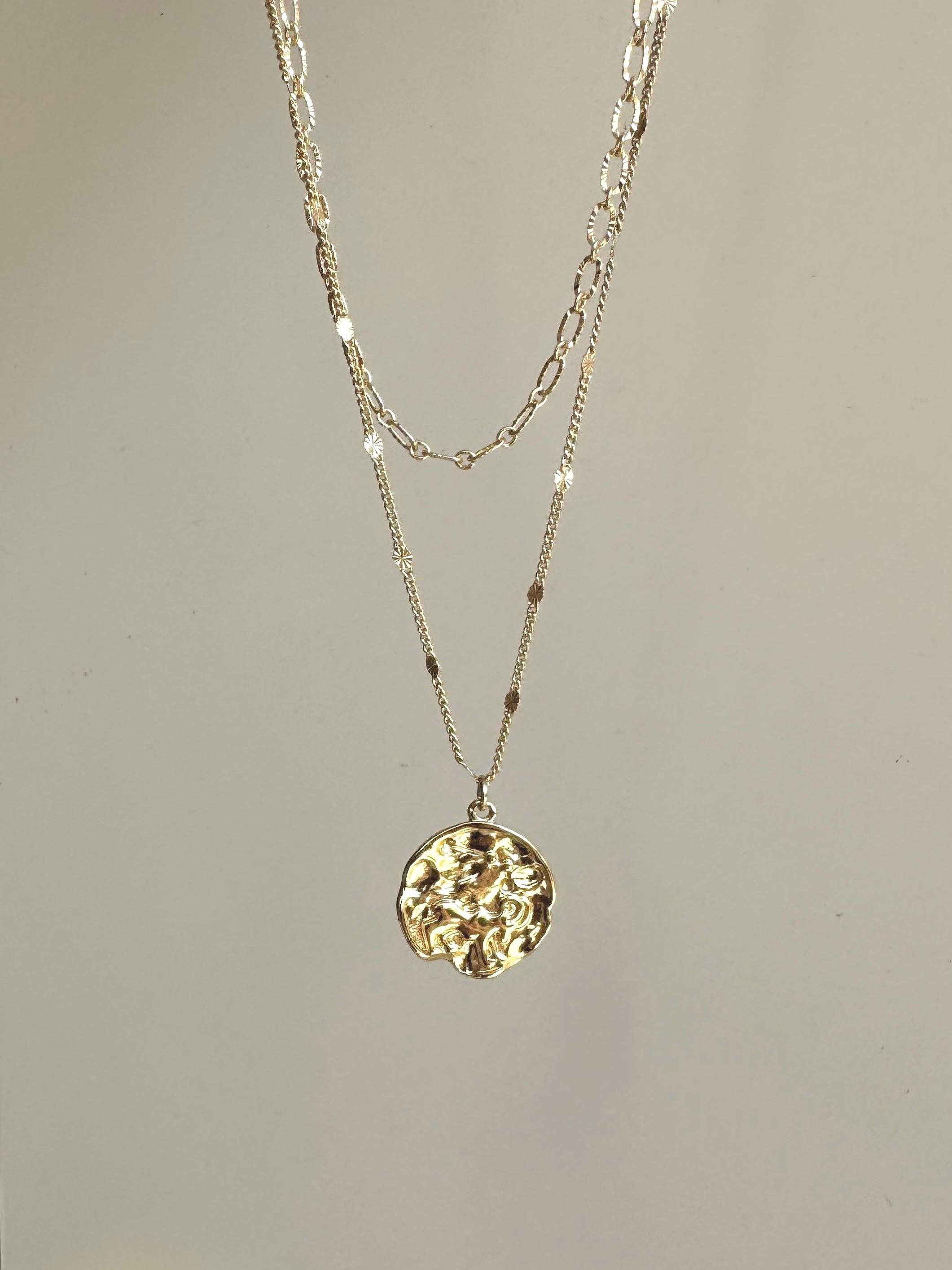 Textured Coin Layering Necklace, 3 / 4