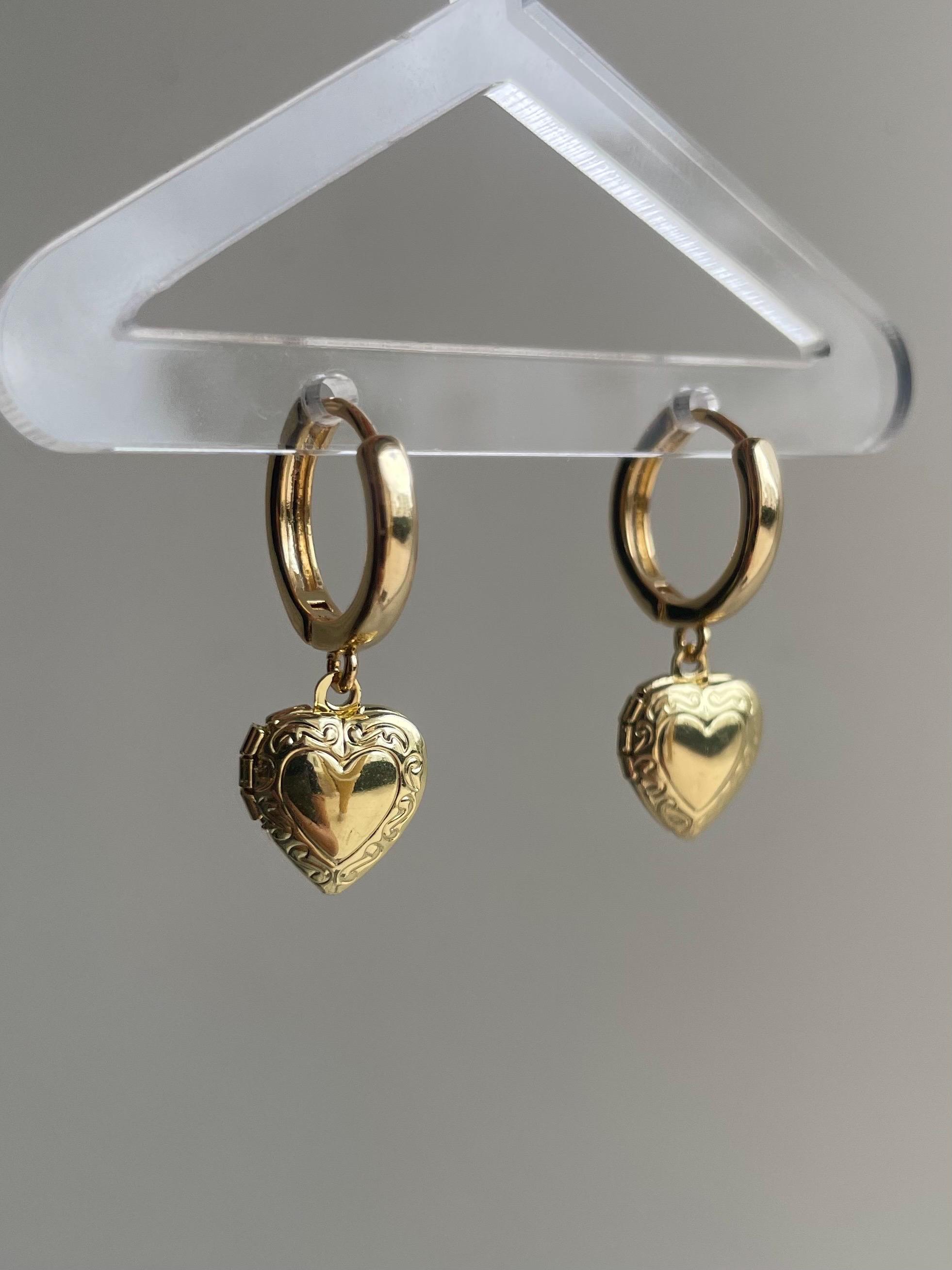 Vintage Heart Locket Earrings