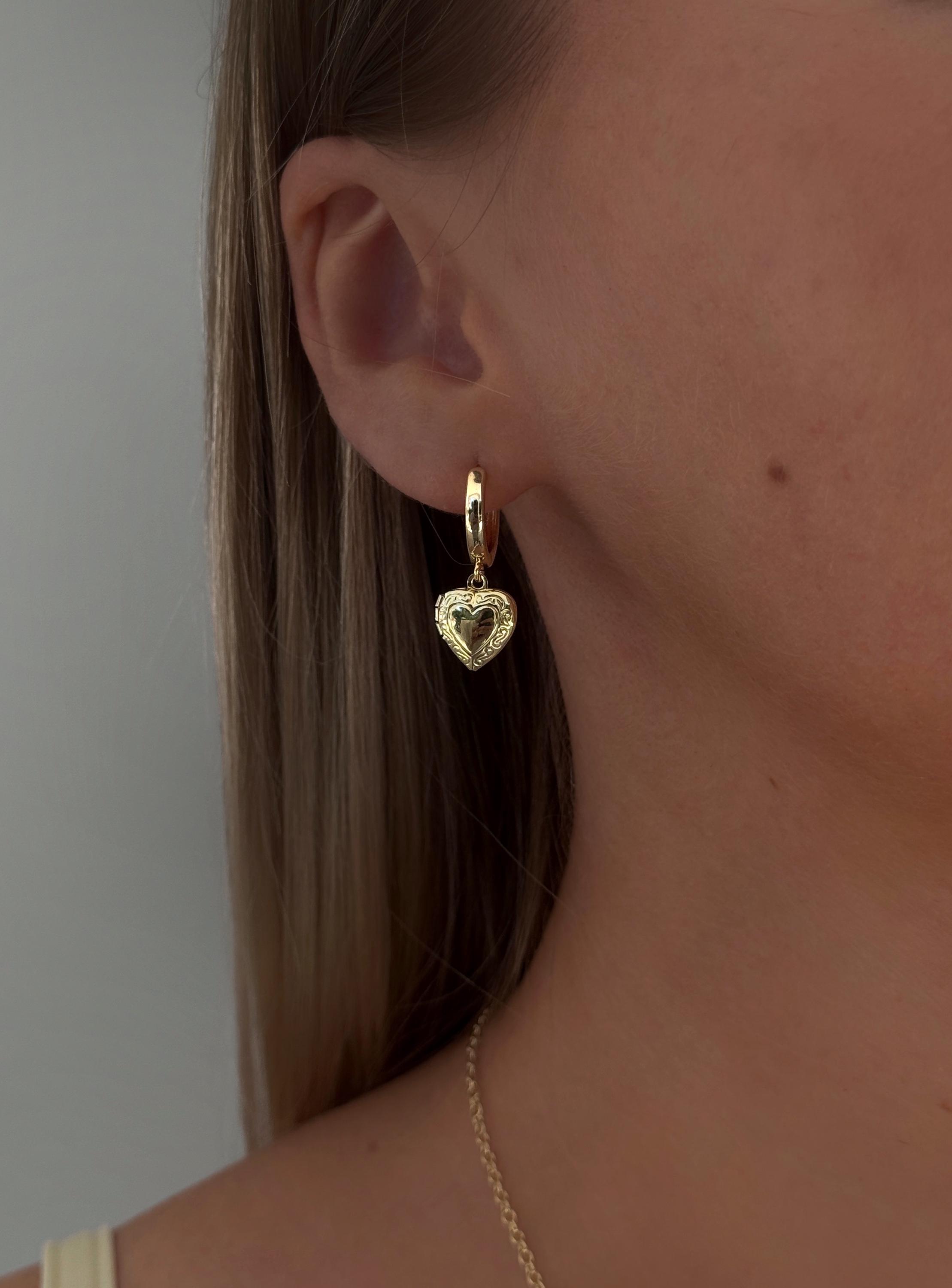 Vintage Heart Locket Earrings, 3 / 5