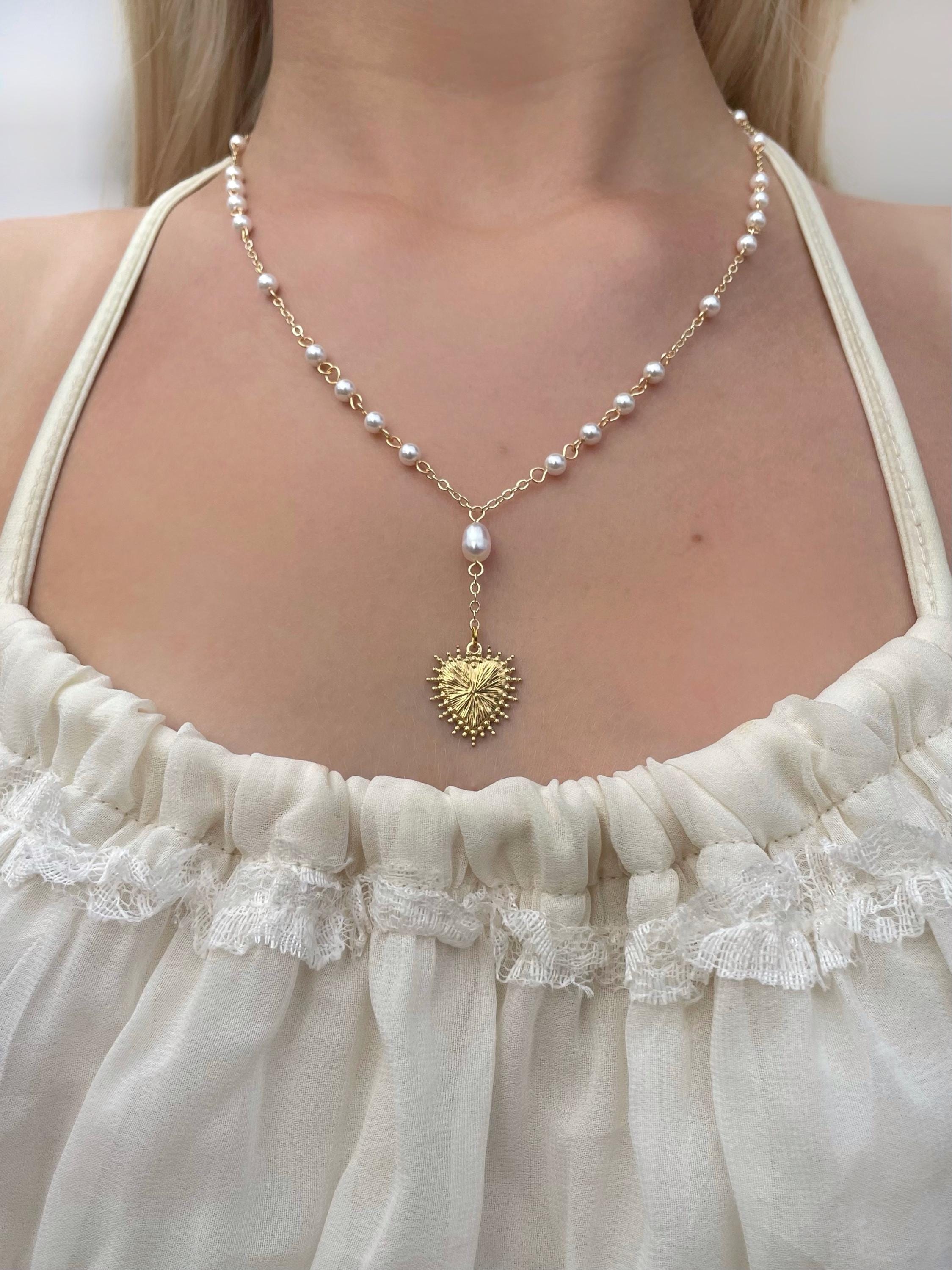 Vintage Pearl Heart Necklace