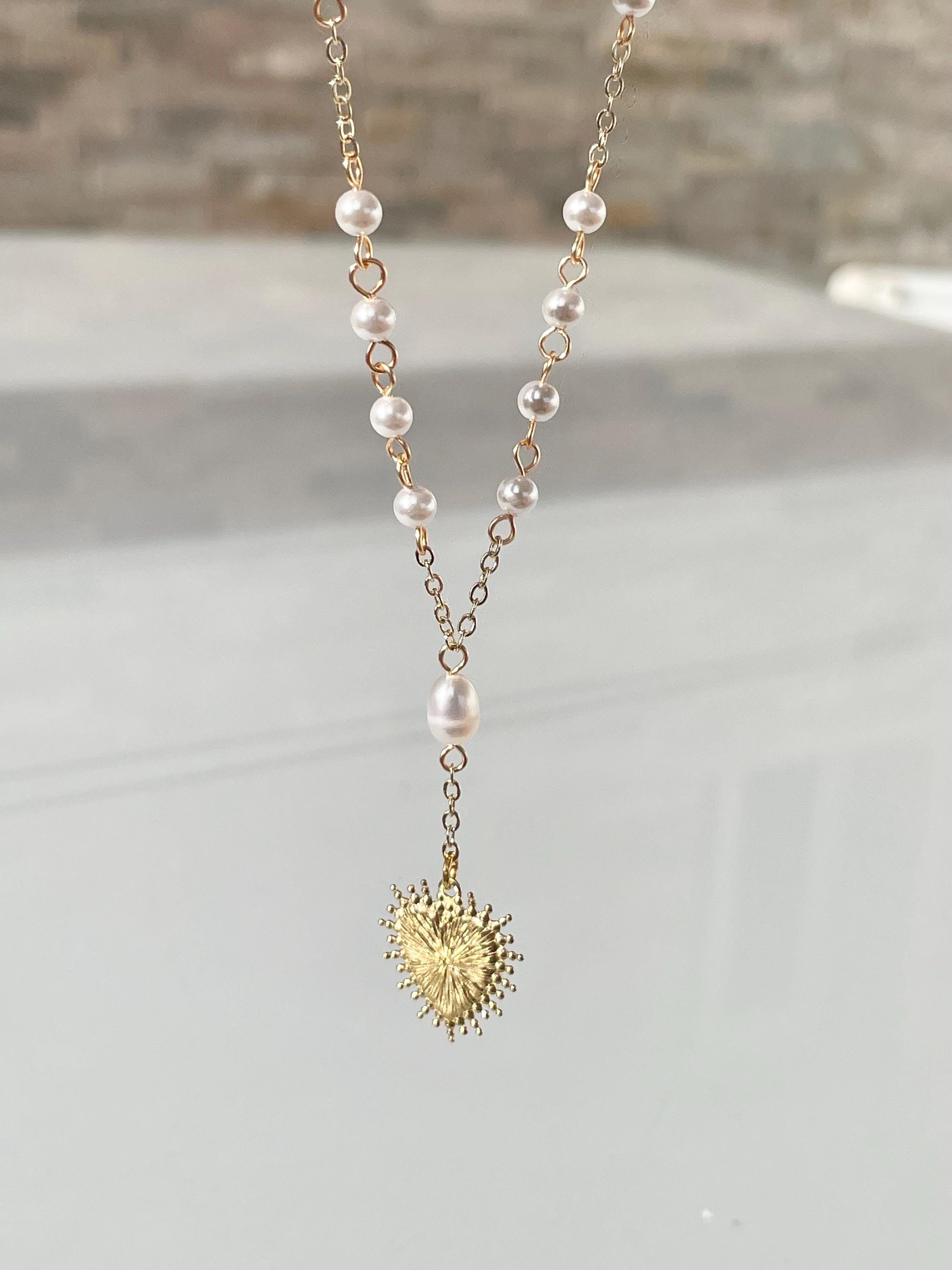 Vintage Pearl Heart Necklace, 4 / 4